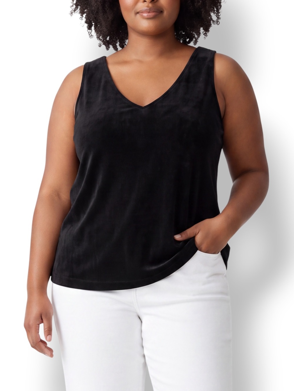 4/$20 Chico’s Travelers Black V-Neck Tank Top Size 3 XL